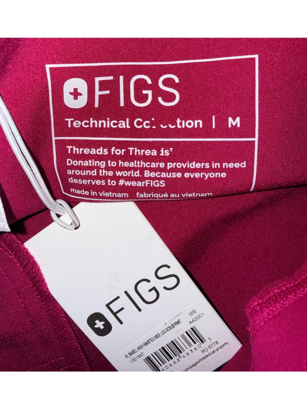 NWT FIGS Isabel High Waisted Wide Leg Scrub Pants Magenta Berry Barbiecore M - Picture 10 of 11